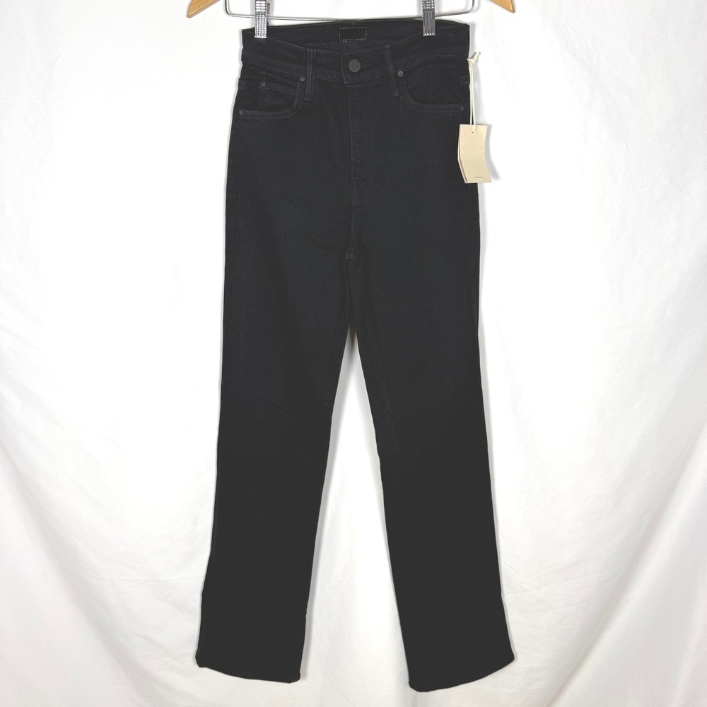 NWT Mother The Kick It Jeans Nighty Night Black Straight Leg Size 24